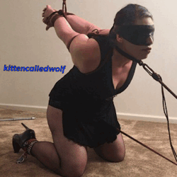 kittencalledwolf:  Ankles bolted to the concrete slab with metal shackles + Being pulled in opposite directions by ropes tied to my neck and arms stretched behind my back = happy kitten