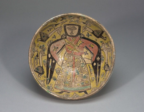 slam-islamic: Bowl with Design of Standing Figure and Four…, Persian, 10th century, Saint Louis Art 