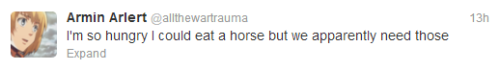 lightxhearted:Armin talking about the really important thingsThis is the reason Armin is slowly tryi