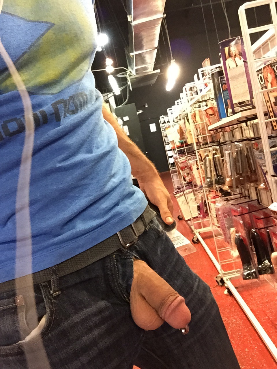 exposedhotguys:Whipping my dick out in a porn store! 