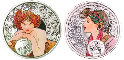 muchofmucha:  A series of twelve coins devoted to the 150th anniversary of Alphonse Mucha 