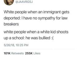 liberalsarecool: smarter-than-the-republicans:  White people when an unarmed black person is shot down by cops: “They did something to deserve it. No, I don’t want to look into it, I’ll take the cop’s word without question.” White people when