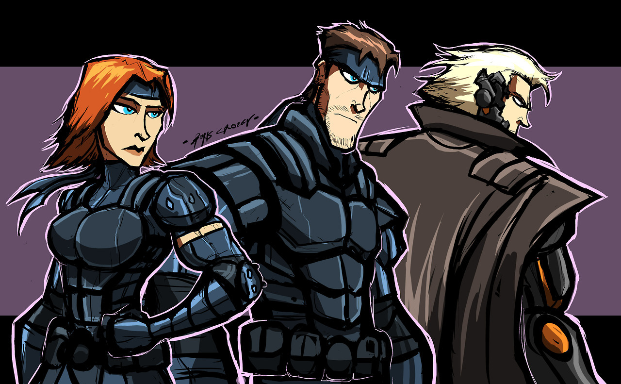 sabrerine911:   Meryl,Snake and Raiden sketch colored  