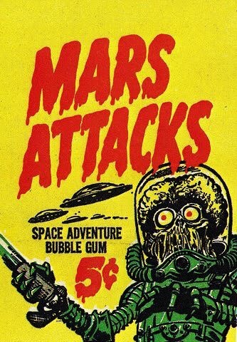 ‪MARS ATTACKS bubblegum cards—“space adventure bubble gum” cards, that is. ‬