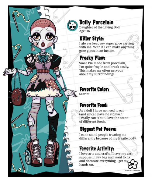 Olivia-Kukka  my monster high g1 oc Dolly Porcelain. shes a