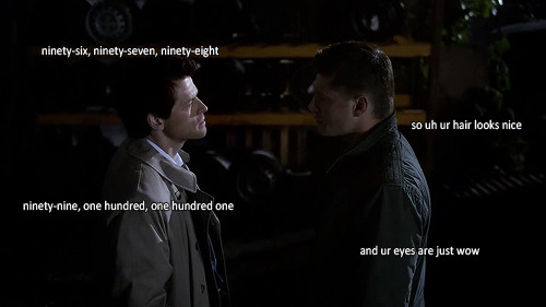 mishasminions:  REMEMBER THAT ONE TIME WHERE DEAN AND CAS STARED AT EACH OTHER FOR