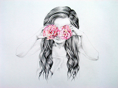 Hipster girl hair drawing tumblr