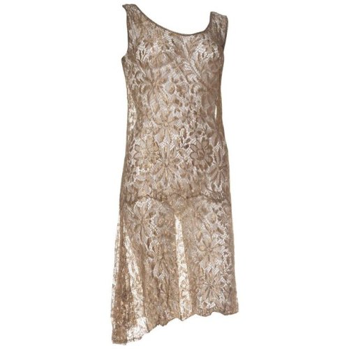 Beautiful golden metal lamé lace dress from the 1920s,