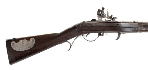 An M1819 Hall flintlock rifle presented to Bartemus Brooks by the United States Congress fro gallant