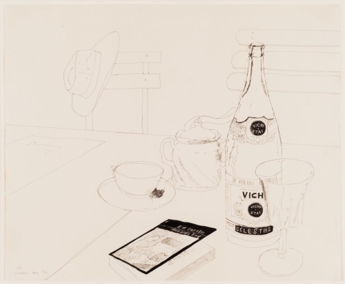 artimportant:David Hockney - Vichy Water and ‘Howards End’, Carennac, 1970