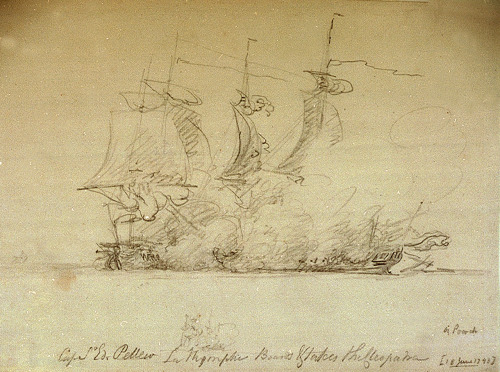 seaglassandeelgrass:— Captain Sir Edward Pellew’s ’Nymphe’ boards and takes the ’Cleopatra’, 18 June