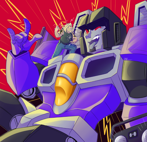 galacticproblems:Commission for @soothedcerberus of Rock ‘n Roll and Skywarp jamming to s