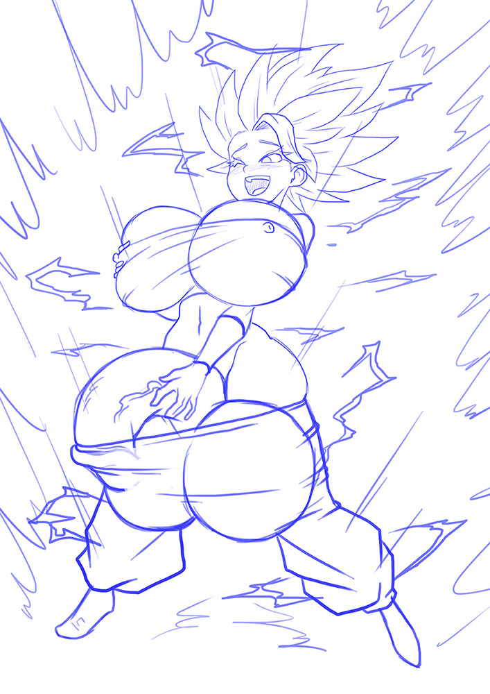 witchking00:  Sketch comission for MANAMICAULIFA SUPER SAYAJIN 2 with super cock