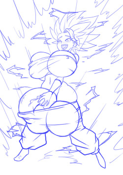 Witchking00:  Sketch Comission For Manamicaulifa Super Sayajin 2 With Super Cock