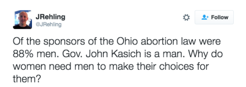 refinery29:  John Kasich vetoed the heartbeat abortion ban, but has just signed a law that prevents people in Ohio from getting abortions at 20 weeks “This is a dark day for the women of Ohio,” Jess O’Connell, executive director of EMILY’s List,