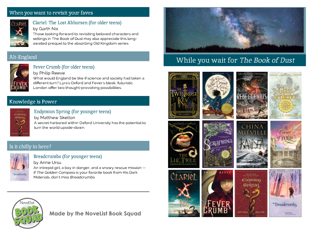 Happy book birthday to The Book of Dust: La Belle Sauvage! We’re so excited to revisit Lyra’s world that we made you this printable brochure, complete with custom annotations! Share it with readers who may be waiting on a loooong library hold...