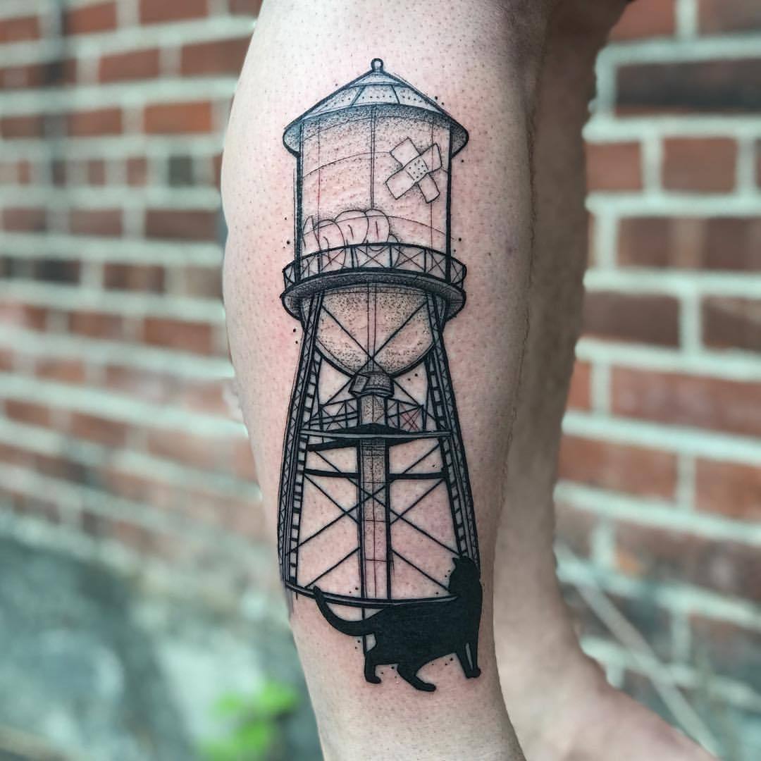 Treasure Tattoo  Water tower from reference brought in by the client by  jamieruuth Find her at the shop WedSat and some Sundays 127 Holler  for a tattoo time  Facebook