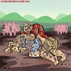 freebo23doodles:  Mud wrestling with Daddya