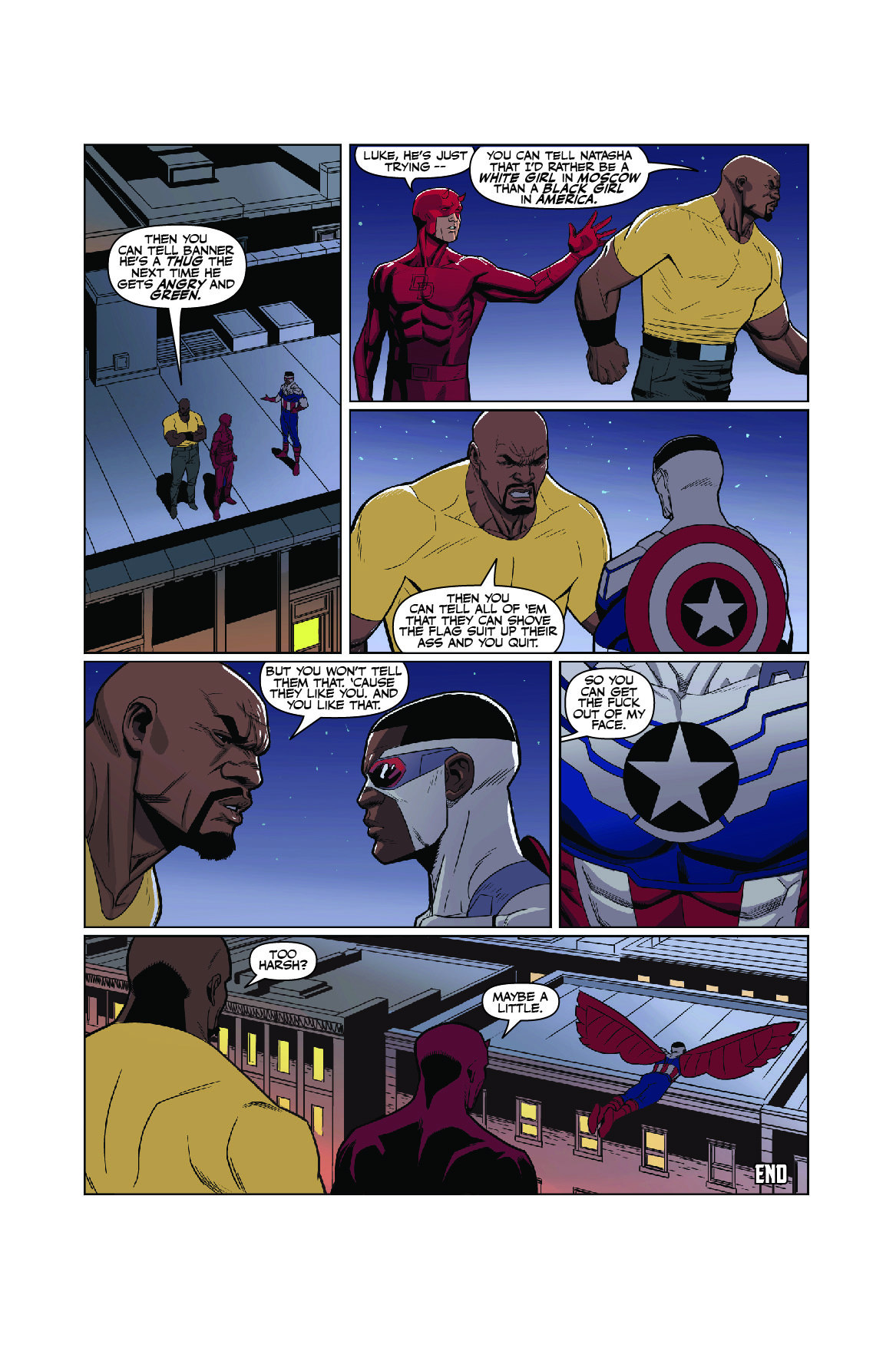 geekscoutcookies:  nelsonblakeii:  Luke Cage, Daredevil and All New Cap, talking