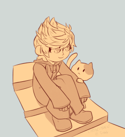 cataclysmint:  Here’s a tiny Roxas with a tiny friend 