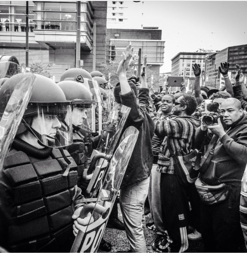 simoanearies:  esotericworld:  Baltimore protests and riots over the Police’s treatment of local African Americans which reached a boiling point with Freddie Gray’s death.  Photos via twitter  Finally  This all happening a few blocks away…