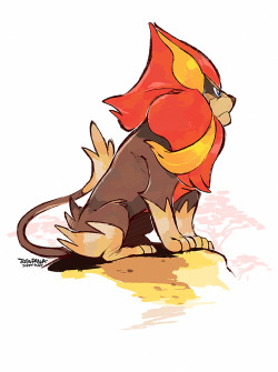 tulerarts:  Pyroar &lt;3 I started drawing immediately after I saw this guy, I could not resist!