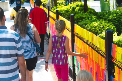 Colorful art installations throughout Hudson Square Featuring 5 original artworks by 4 artists, this