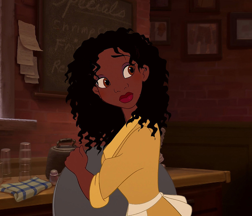 buzzfeed:  Princess Tiana is the only Disney Princess with all of her hair tied back