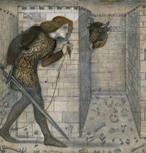 windypoplarsroom:Sir Edward Burne-Jones“Theseus and the Minotaur in the Labyrinth” (1861