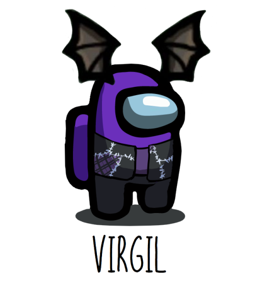 Virgil is not the impostor.[ID: a purple Among Us character made to look like Virgil from Sanders Si