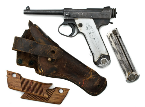 A World War II vintage Japanese Nambu Type 14 semi automatic pistol, produced in 1943.This pistol wa