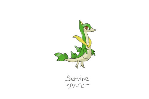 Drew Pokemon With My Left Hand, Servine, Photoshop,
