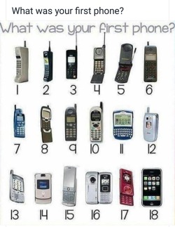 hustleinatrap: trynpronounceit:  continue-5-4-3-2-1:   parks-and-rex:  14  4   I had a phone before I had 12 (which my cousin stole for me) but it’s not there, so…12.  14  I had a 4, a 9, the Nextel i95 (the first color screen chirp) which should