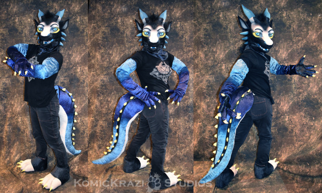 Gindrax the Dragon
A lovely dragon with Magpie markings. This guy features sewn in resin spikes and claws, and muscle padded 