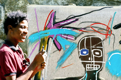 twixnmix:   Jean-Michel Basquiat photographed by Lee Jaffe, 1983.    