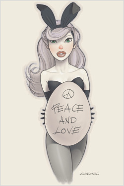 pinupgirlsart:  Peace and Love by LorenzoDiMauro