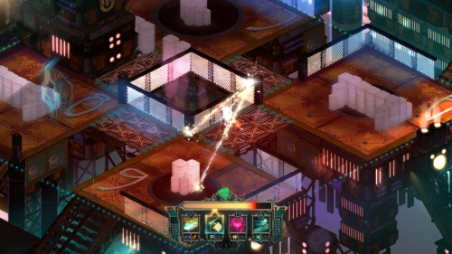 lenny-cootes:  sean3116:  idletourist:  Transistor  everyone take a minute and appreciate how BRICK-SHITTINGLY BEAUTIFUL this game is  If I could erase my memory in order to experience this game for the first time again, I would.