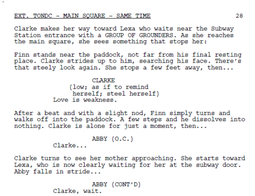 This is the scene between Clarke and Abby near the end of the episode…       