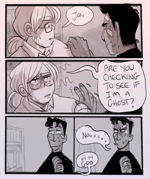 the-daedalus:jaegerfker420:[jon frantically googling how to tell if your coworker is a ghost or not]