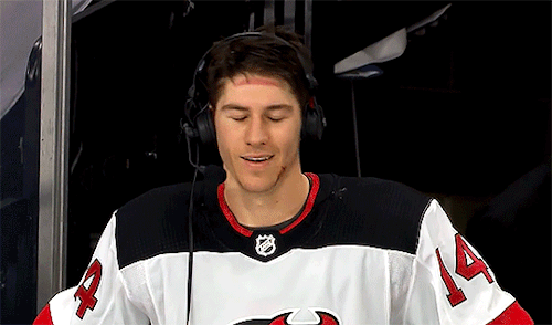 bigmouthnatebastian:*gets asked about playing with Mikey*Devils @ Flyers || 4.25.2021