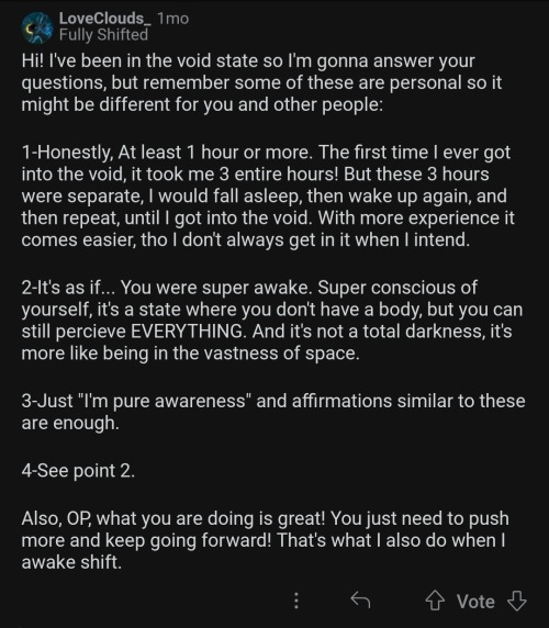 Void State Successes With Only Meditation (Reddit) 