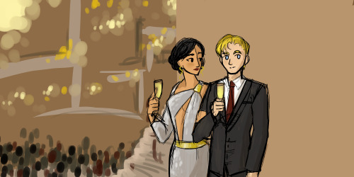 ninaandromeda: Diana Prince and Steve Trevor at a gala ;)I wish I could say “Quick sketch