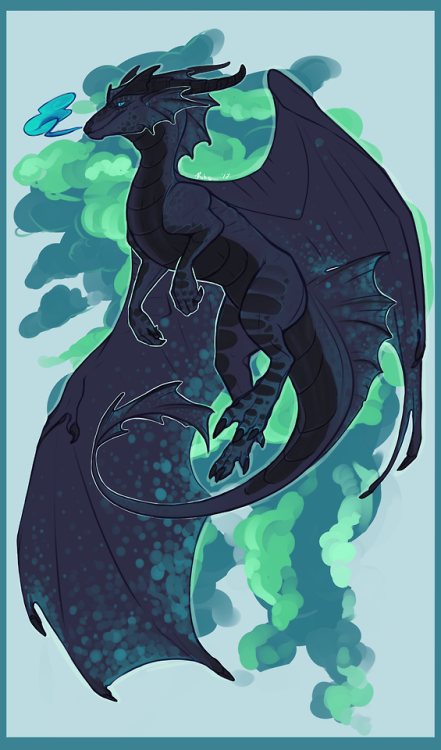 rabid-draws:An old-ish picture I forgot to upload a while ago of my SO’s dragon, Nimbus! He breathes