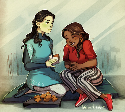 leifor: In honour of @sapphicstartrek‘s TOS day I decided to colour the drawing I made for @on