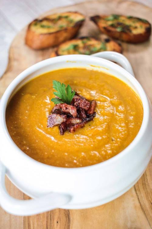 Spiced Red Lentil and Bacon Soup Get the recipe