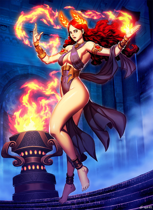 #Hestia #goddess of #hearth #home and #family An image I did for the upcoming game #Mythalix. check 