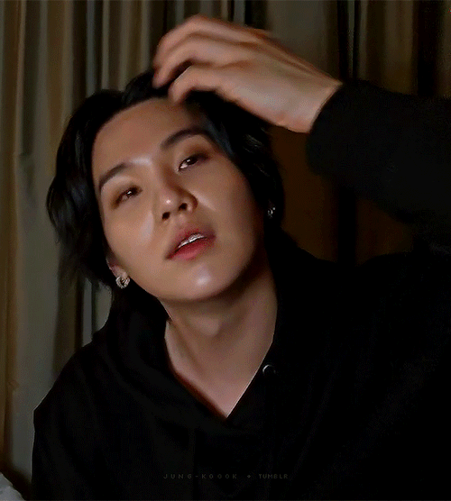 Yoongi Pushing His Hair Back