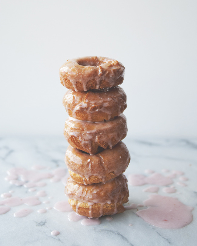 sweetoothgirl:   Strawberry Glazed Brown Butter / Buttermilk Doughnuts   