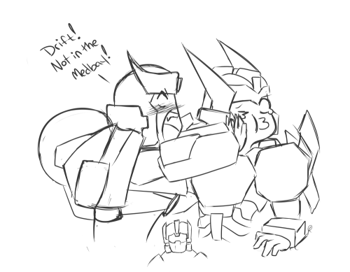 londonprophecy:  amnicore:  I have seen a want of RatchetxDrift all over my dash So I made a quick crap doodle k  First Aids ship was almost perfect for a second 