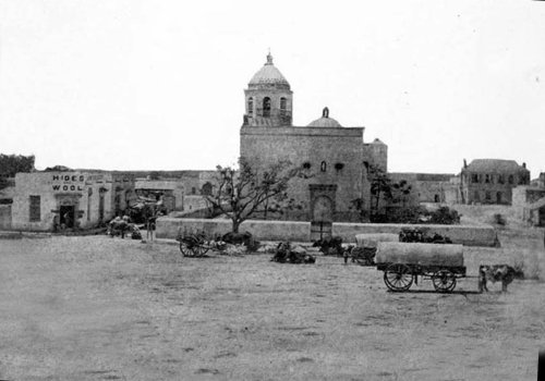 A fantastic circa 1860 photo of the San Fernando Cathedral in San Antonio. This is a VERY early imag